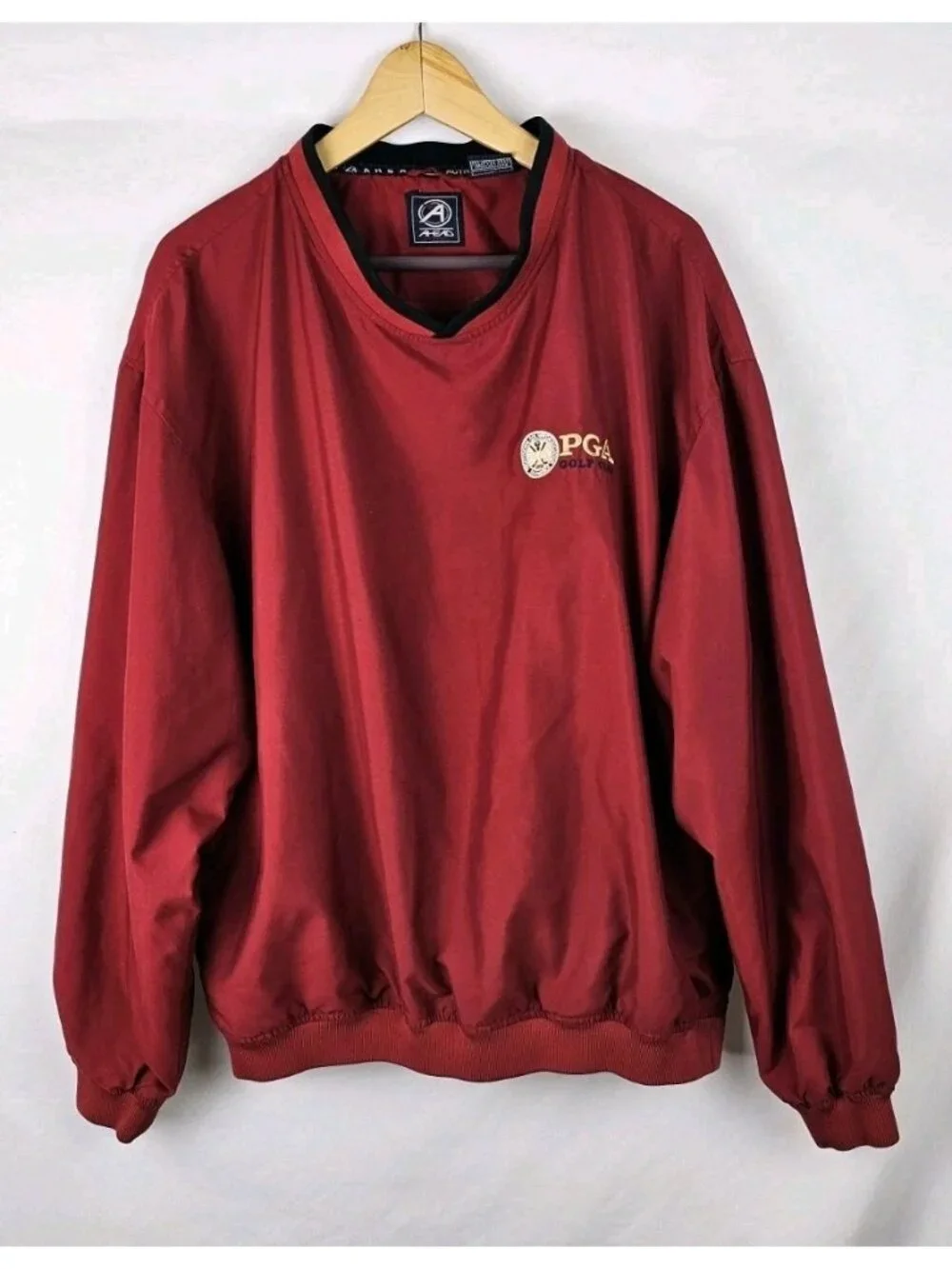 Ahead PGA Golf Club Jacket Men's Size Large Red Lined Pullover Windbreaker Shirt